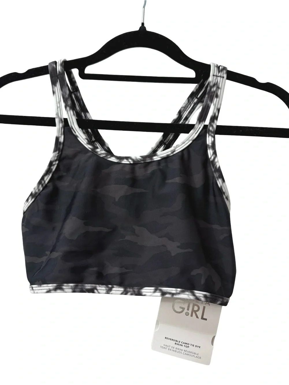 NEW Athleta Girl reversible camo tie-dye‎ bikini swim top Size XL 14